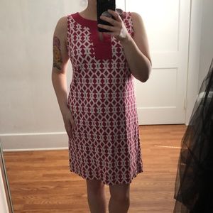 Fun pink & white print dress